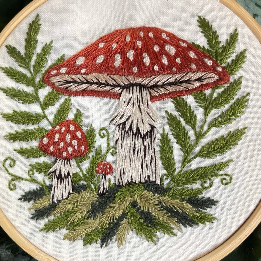 Handmade Mushroom Embroidery | 4” Hoop - Picture 2 of 2